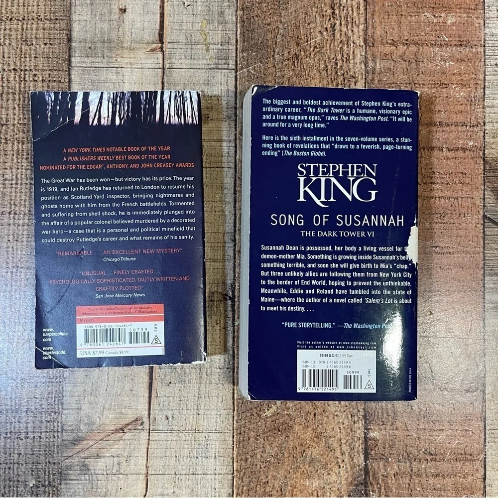 Mystery A Test Of Wills Charles Todd Stephen King Song of Susannah Book Bundle